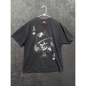 Skull Ace of Spades Graphic T Shirt Dark Gray Mens XL